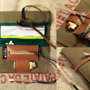 Tobacco Pouch in Canvas and leatherette made in italy, vintage soft bag