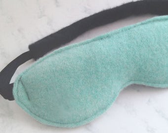 Sleep Mask-Cashmere and Silk-Pale Aqua/Black