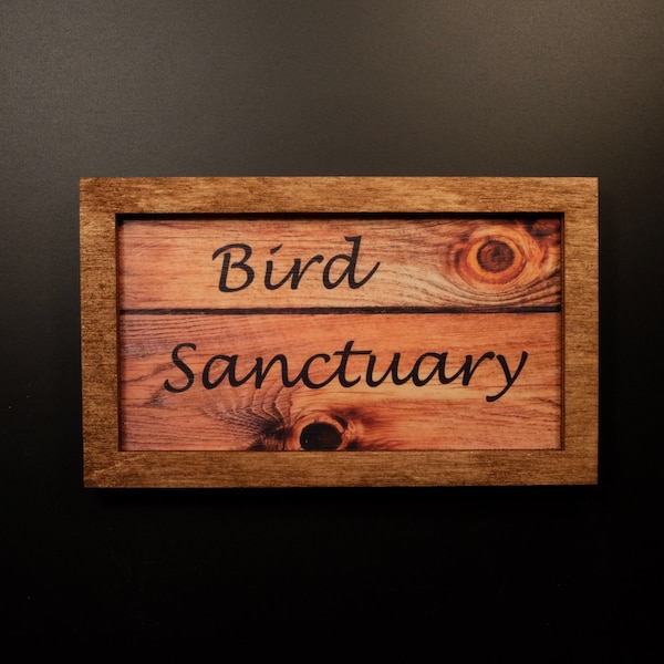 BIRD SANCTUARY Magnet Wood framed photo artwork for fridge, locker, dollhouse/Unique gift for animal lover’s kitchen Gift Bag/ Free Shipping