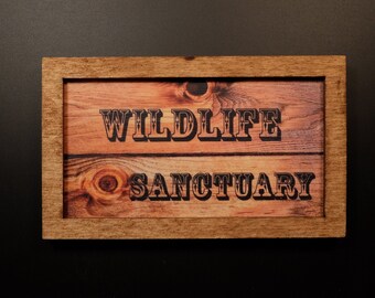 WILDLIFE SANCTUARY Magnet: Wood framed photo artwork for fridge,locker,dollhouse/ Gift for animal lover’s kitchen. Gift Bag/ Free Shipping