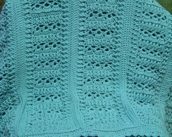 Large  Adult Sized Soft Sage Blanket-crochet