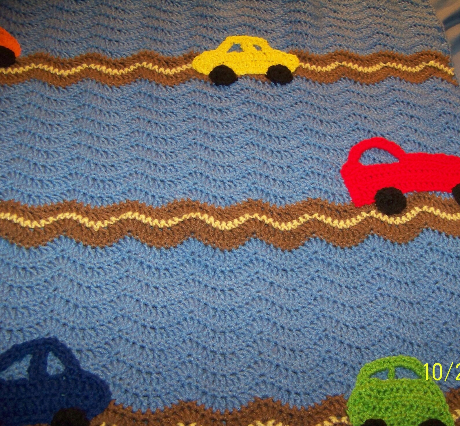 Blue Cars Baby Blanketwith Orange Yellow Red and Dark Blue Etsy