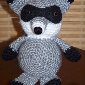 Ricky Raccoon Stuffed Animal in Gray, Black and White-hand Crocheted - Etsy