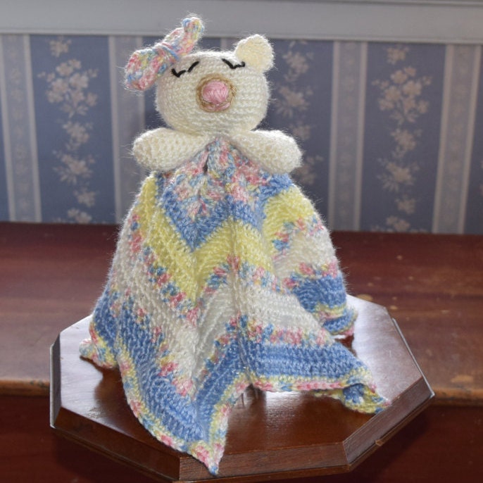 Star Shaped Teddy Bear Security Blanket in White Yellow Blue Etsy