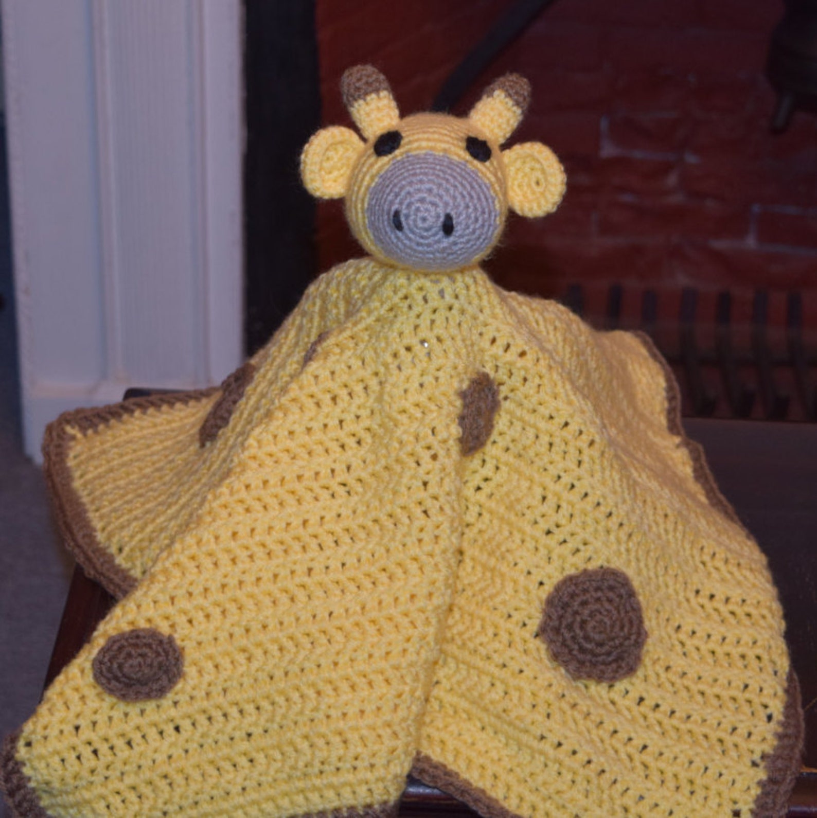Giraffe Security Blanket Yellow and Brownlarge Sizecrochet Etsy