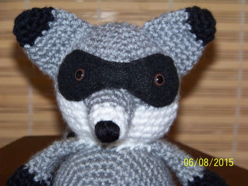 Ricky Raccoon Stuffed Animal in Gray, Black and White-hand Crocheted - Etsy