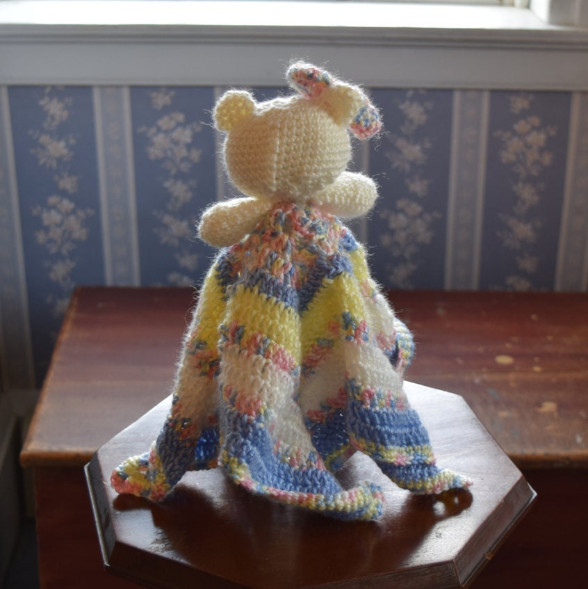 Star Shaped Teddy Bear Security Blanket in White Yellow Blue Etsy