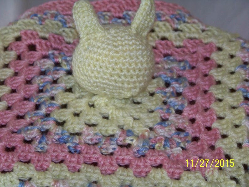 Bunny Rabbit Security Blanketcrochet Yellow Pink and Etsy