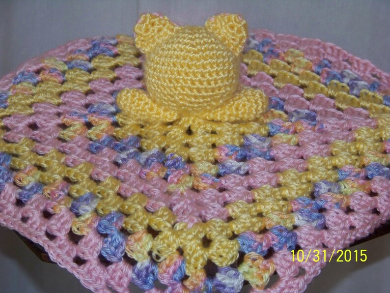 Baby Security Blanket With Kitty Cat Head in Yellow Pink and Etsy