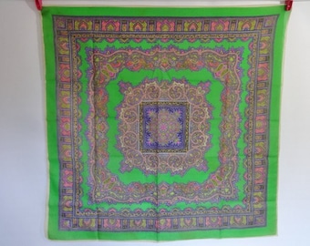 Vintage Green Paisley scarf Aldbrook London 67cm x 67cm
