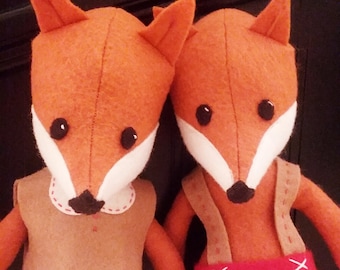 PDF felt fox sewing pattern with clothes
