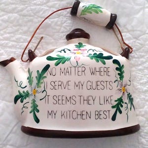 Vintage Ceramic Floral Tea Pot Planter/Wall Pocket