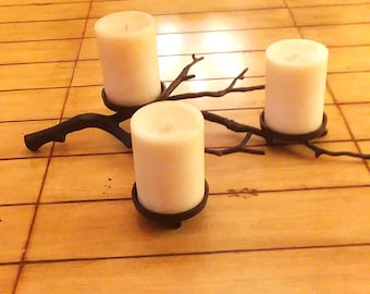 Black Metal Branch Candleholder - Modern/Rustic Decor