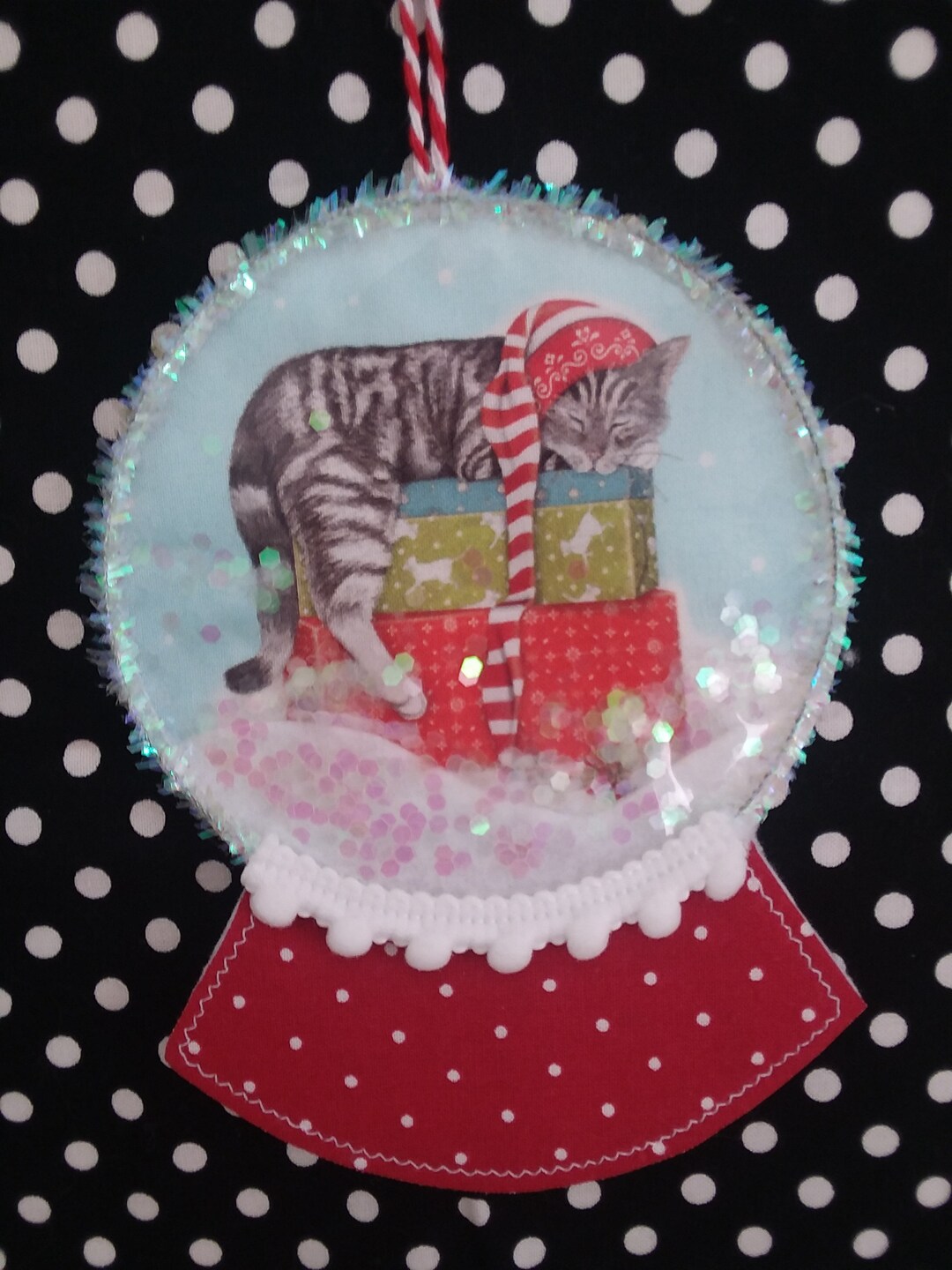 Felt Tabby Cat Snow Globe Christmas Ornament Etsy