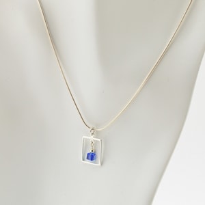 Sapphire Blue Swarovski Crystal Frame Necklace and Earrings Set September Birthstone Sterling silver frame on 16, 18, 20, or 24 inch chain