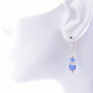Sapphire Blue Swarovski Crystal Squaredelle Earrings // September birthstone earrings // Bridesmaid earrings // Gifts for under 20