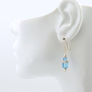 Light Blue Aquamarine Swarovski Crystal Squaredelle Earrings // March birthstone earrings // Special occasion earrings // Bridesmaid earring