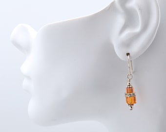 Orange Topaz Swarovski Crystal Squaredelle Earrings // November birthstone earrings // Special event earrings // Bridesmaid earrings