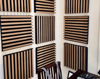 Vertikale Holz Lamellen Wandplatten Akzent Wandplatten Schallabnahme-diffuse Schallschutzplatte Mini geriffelte Wandplatten Holzplatten Wandkunst