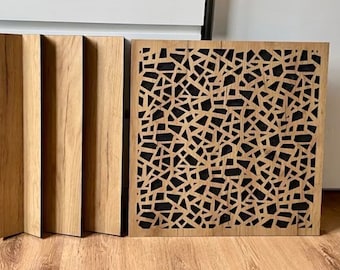 Paneles de pared de madera con listones 3D, paneles acústicos para  decoración de paredes interiores, roble natural, listones de madera para  pared