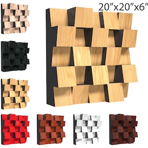 Acoustic panels, sound absorbing wall wood panel,soundproof wall art, sound absorption panels -  soundproofing 3d acoustic panel 20&#39;&#39;x20&quot;x6&quot;