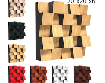 Acoustic panels, sound absorbing wall wood panel,soundproof wall art, sound absorption panels -  soundproofing 3d acoustic panel 20&#39;&#39;x20&quot;x6&quot;