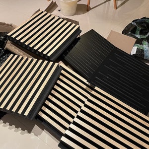 Sound absorber and diffuser, sound panel for studio, HI-FI room and home cinema, square acoustic panel, wood acoustic panel with foam