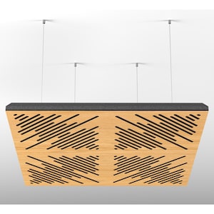 Decoratief akoestisch plafondpaneel – hangende geluidsdemper met houten voorkant – echo-reductie voor thuis of op kantoor – 20 x 20 inch -50 x 50 cm