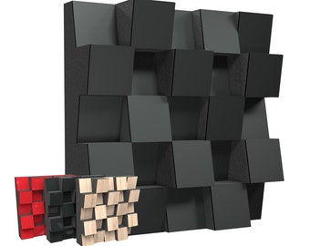 Panel acústico de madera reciclada para cine en casa, decoración de pared con absorción de sonido, arte de pared insonorizado, arte de panel 3D con insonorización y absorción de sonido