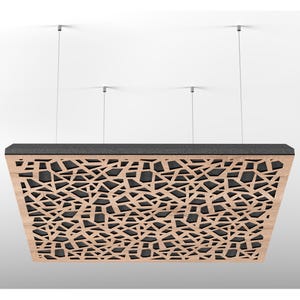 Modern akoestisch plafondpaneel – hangende geluidsdemper met decoratief houten front – akoestische geluidsabsorberende kern – 20 x 20 inch, 50 x 50 cm