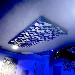 Ceiling sound panel for studio, 3d wall-ceiling panels, HI-FI room-home cinema, square acoustic panel with foam, sound absorber and diffuser