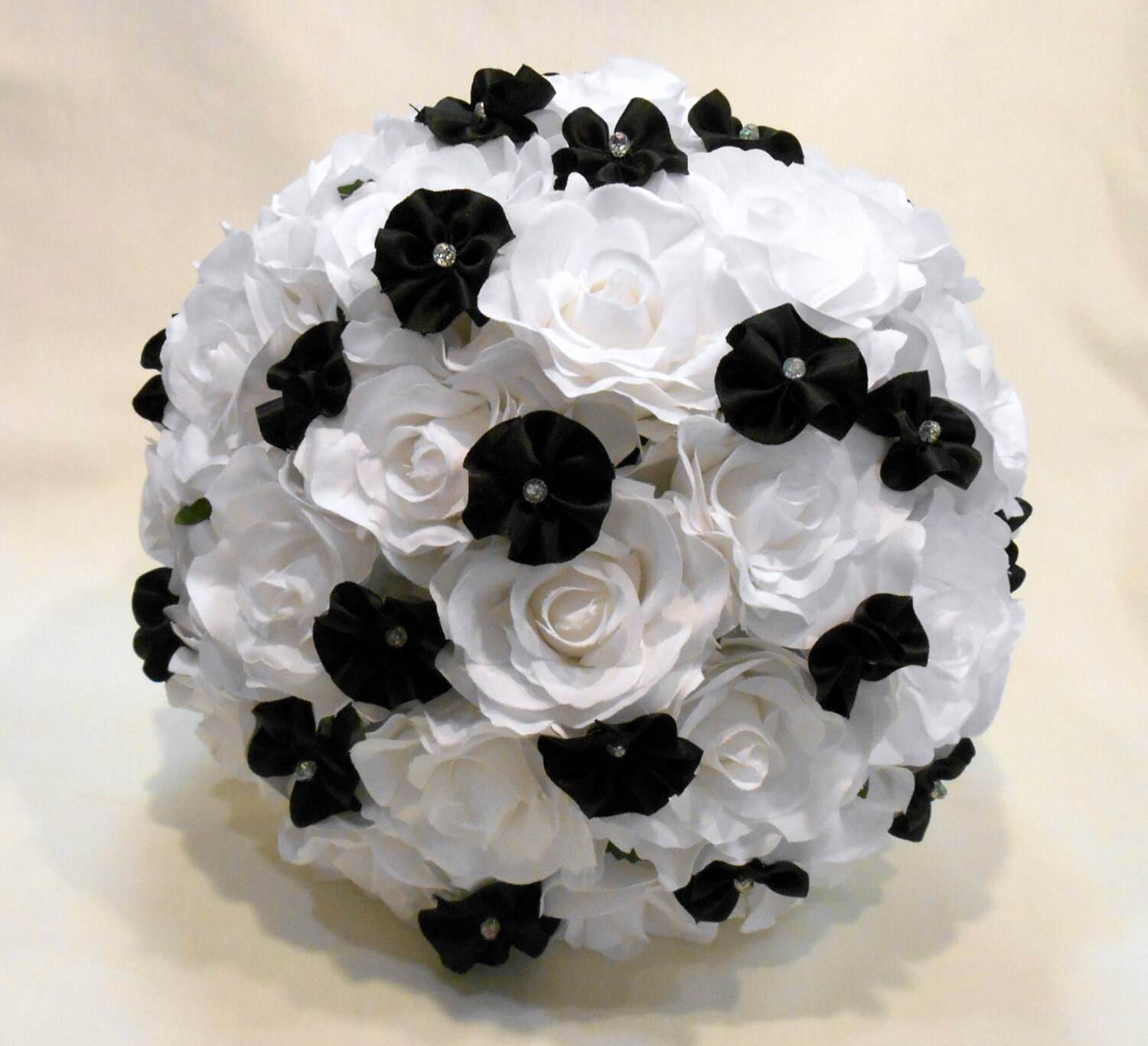 Black White Silk Flower Bouquet Etsy