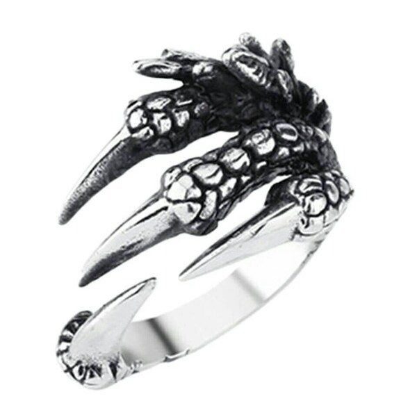 Silver adjustable Dragon Bird Claw ring