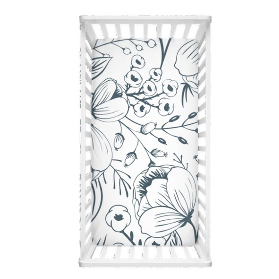 black floral crib sheet