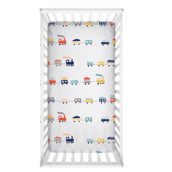 City Life Crib Sheet Trains Crib Sheet Train Nursery Decor Etsy