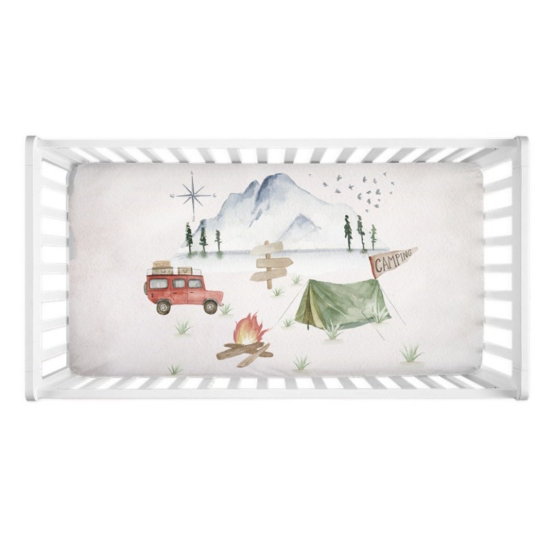 Camp Site Crib Sheet Forest Crib Sheet Camping Crib Sheet Etsy