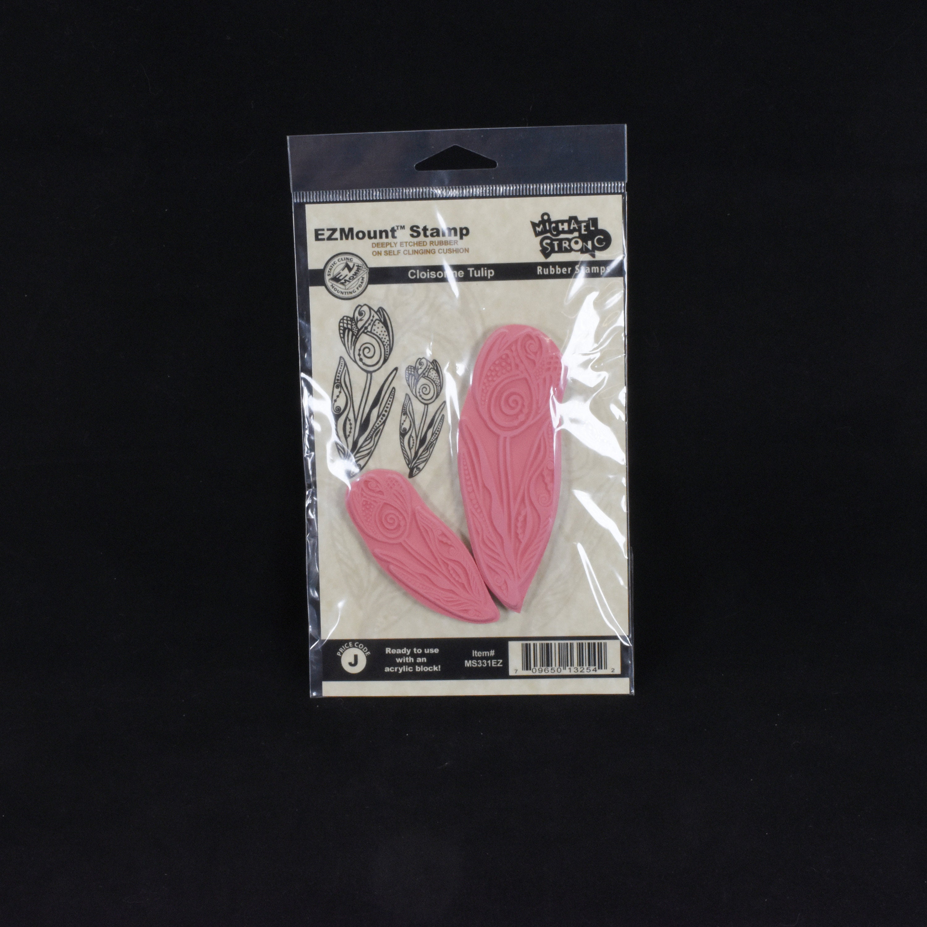 New EZMount Stamp Cloisonne Tulip Rubber Stamp For Use With An Acrylic Block