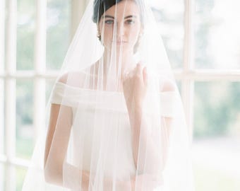 wedding veil, drop veil ivory, veil with blusher, bridal veil, circle veil, two tier veil, fingertip veil, blusher veil 2 tier veil, - JENNY