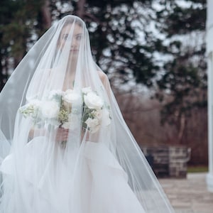 long blusher wedding veil, bridal veil with blusher, cathedral veil with blusher, long wedding veil, drop veil cathedral - ACACIA