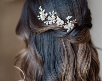 floral hair pins, floral bridal headpiece, flower wedding hair comb, bridal hair combs - ESME