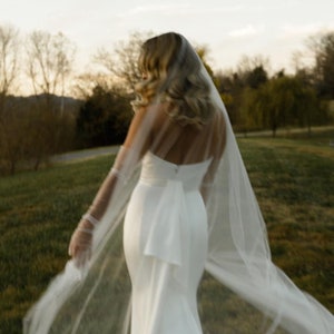 ultra sheer wedding veil, one tier bridal veil, cathedral veil, modern wedding veil, long wedding veil, modern wedding veil - PAIGE