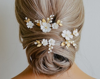 floral bridal headpiece, floral wedding hair piece, flower wedding hair comb, floral hair pins, floral bridal hair piece - MAYLEE