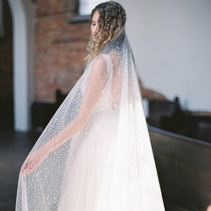 bridal veil with sparkle, cathedral sparkle veil, shimmer veil GALAXY image 1