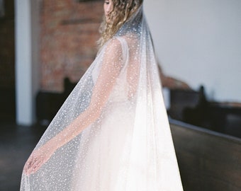 bridal veil with sparkle, cathedral sparkle veil, shimmer veil - GALAXY