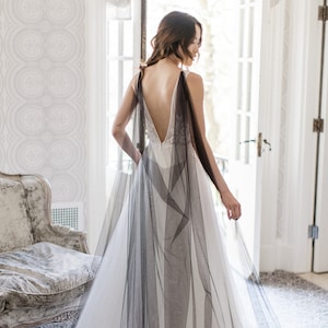 Black Wedding Cape, Bridal Cape for Halloween Wedding | INEZ image 1
