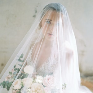 veil with blusher, cathedral drop veil | VICTORIA