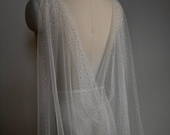 crystal wedding cape, bridal cape with crystals, crystal embellished cape for wedding - STARLIGHT