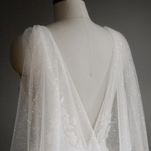 capa de boda brillante, capa nupcial brillante, velo de capa brillante, capa de velo de hombro - VEGA