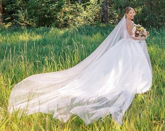 cathedral wedding veil, long bridal veil, soft wedding veil, ivory wedding veil - TALITHA