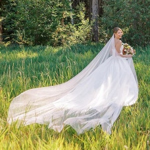 cathedral wedding veil, long bridal veil, soft wedding veil, ivory wedding veil - TALITHA
